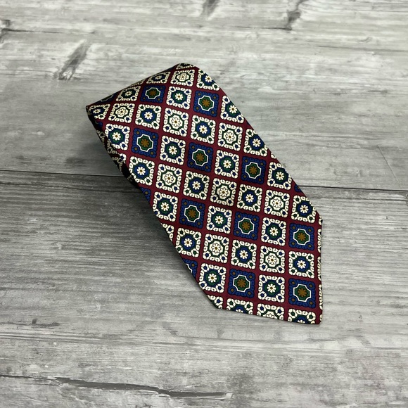 Polo Ralph Lauren Maroon, White, Green & Blue Pattern Tie - Picture 1 of 4